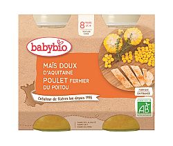 Babybio Skládky kukurice s kuracím mäsom 2 x 200 g