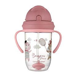 Canpol babies Netečúci hrnček so slamkou so závažím 270ml 6m+ Bonjour Paris červený