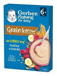 Gerber Natural Mliečna Pšenično-ovsená malina a banán 220 g