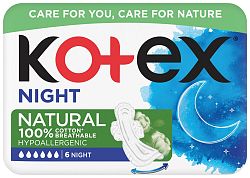 KOTEX vložky Natural Night single 6 ks