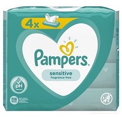 Pampers Sensitive detské čistiace utierky 4 x 52 ks