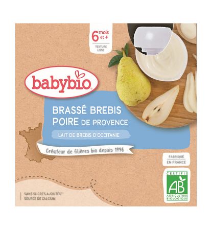 BABYBIO Desiata z ovčieho mlieka hruška 4 x 85 g