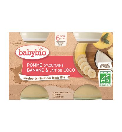 Babybio Jablko banán s kokosovým mliekom 2 x 130 g