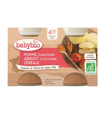 Babybio jablko marhuľa cereálie 2 x 130 g