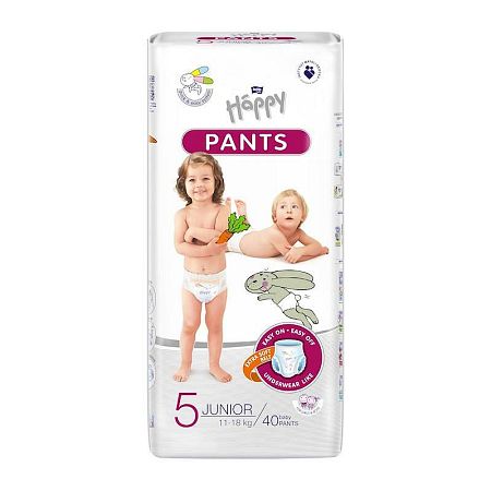 BELLA HAPPY Pants Nohavičky plienkové jednorazové 5 Junior (11-18 kg) 40 ks