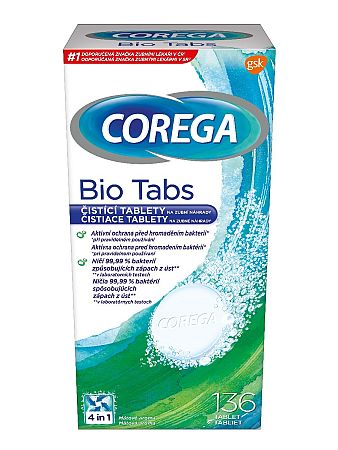 Corega Bio Antibakteriální tablety 136 ks