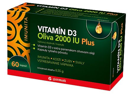 Glenmark VITAMÍN D3 Oliva 2000 IU Plus, 60 kapsúl