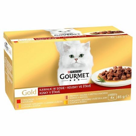 Gourmet Gold Cat kúsky mäsa v šťave 4 x 85 g