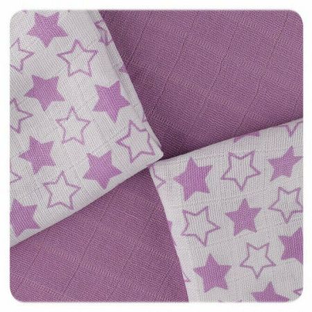 Kikko Bambusové BMB 30 x 30 Little stars MIX 2018 lilac 9 ks