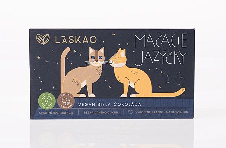 LASKAO MAČACIE JAZÝČKY VEGAN BIELA ČOKOLÁDA S KOKOSOM A MANDĽAMI 80G