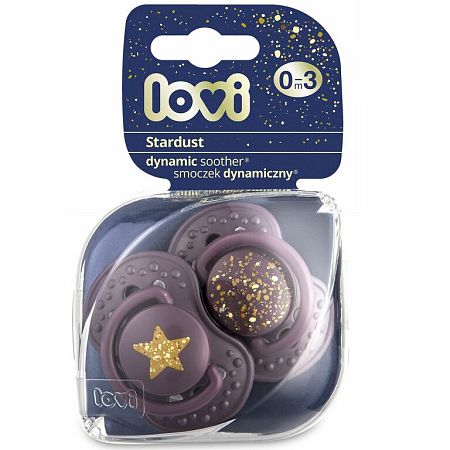 Lovi Dynamický utišujúci cumlík 0-3m 2ks Stardust fialový