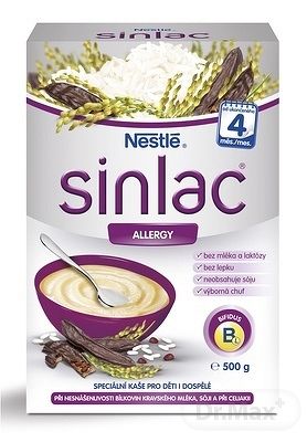 Nestlé SINLAC allergy kaša nemliečna bezlepková od ukonč 4 mesiaca 500 g