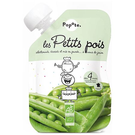 Popote Bébé Food Kapsička Popote Bio Hrášok 120 g