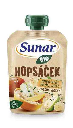 Sunar BIO ovocná kapsička Hopsáček mango, banán, hruška a ovsené vločky 100 g