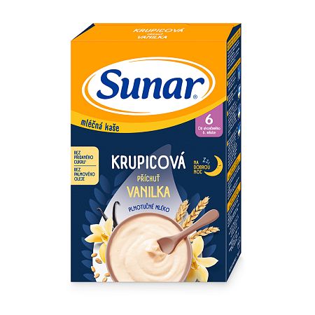 Sunar mliečna krupicová kaša na dobrú noc vanilková 210 g